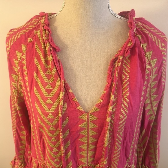 Maeve By Anthropologie Dominique Tunic Dress Pink Yellow Bright Small Petite - Picture 4 of 12